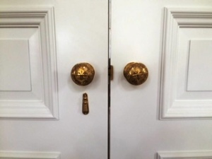 Antique brass door fixture by Mt. Pleasant Lock & Security